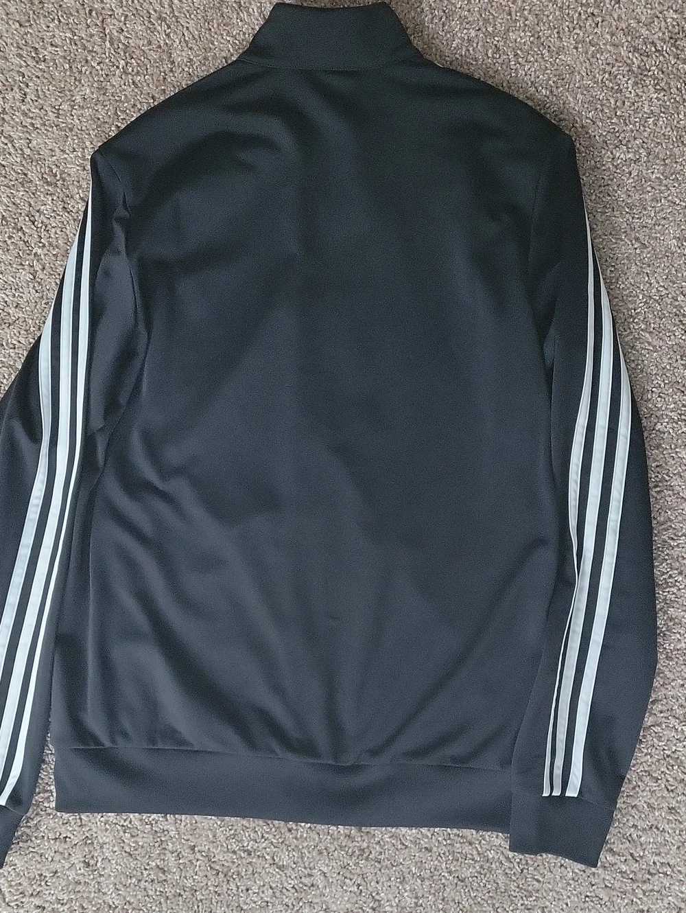 adidas Black Track Jacket with White Three Stripes